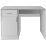 Bureau table meuble travail informatique avec tiroir et placard 100 cm blanc