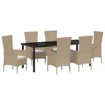 vidaXL Ensemble de salle à manger pour jardin 7 Pièces Beige polyrotin