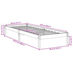 vidaXL Cadre de lit extra long sans matelas 80x220 cm bois massif pin