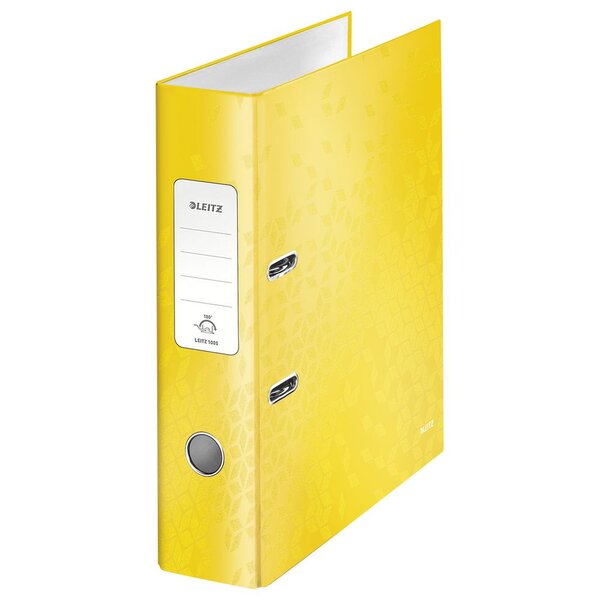 Classeur à levier WOW 180° A4 plastifié, Dos 80 mm Capacité 600 feuilles - Jaune