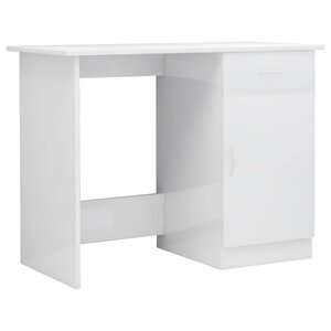vidaXL Bureau Blanc brillant 100x50x76 cm Bois d’ingénierie