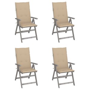 vidaXL Chaises inclinables de jardin lot de 4 et coussins Bois acacia