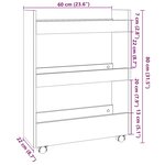 vidaXL Chariot de rangement étroit 3 niveaux vieux bois