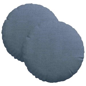 vidaXL Coussins de siège 2 pc Tissu en velours côtelé Bleu Ø30 x 13 cm