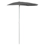 vidaXL Demi-parasol de jardin avec mât 180x90 cm anthracite