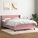 vidaXL Sommier à lattes de lit avec matelas rose 140x220 cm velours