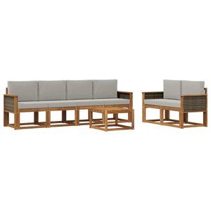 vidaXL Ensemble de canapés d'extérieur 6 pc Naturel et gris clair