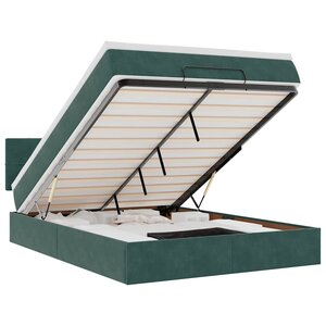 vidaXL Cadre de lit ottoman avec matelas vert foncé 140x190 cm velours