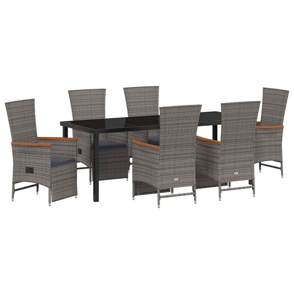 vidaXL Ensemble de salle à manger pour jardin 7 pc Gris polyrotin