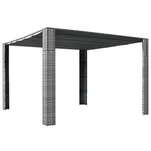 vidaXL Tonnelle et toit Résine tressée 300x300x200cm Gris / anthracite