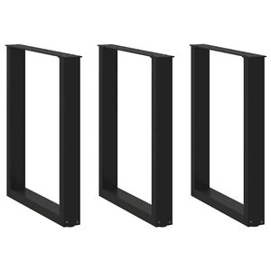 vidaXL Pieds de table à manger en U 3 pièces Noir 70 x (72-73) cm Acier