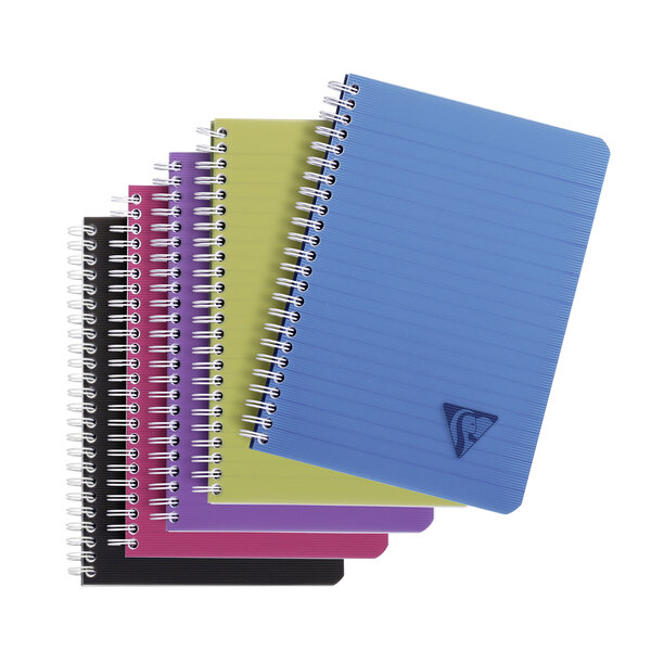 Cahier spirale clairefontaine linicolor a5 14 8 x 21 cm - blanc ligné - 180 pages - lot de 5