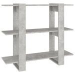vidaXL Bibliothèque/Séparateur de pièce Gris béton 100x30x87 cm