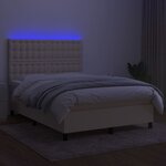 vidaXL Sommier à lattes de lit et matelas et LED Crème 140x190cm Tissu