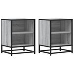 vidaXL Tables de chevet 2 Pièces sonoma gris bois d'ingénierie et métal