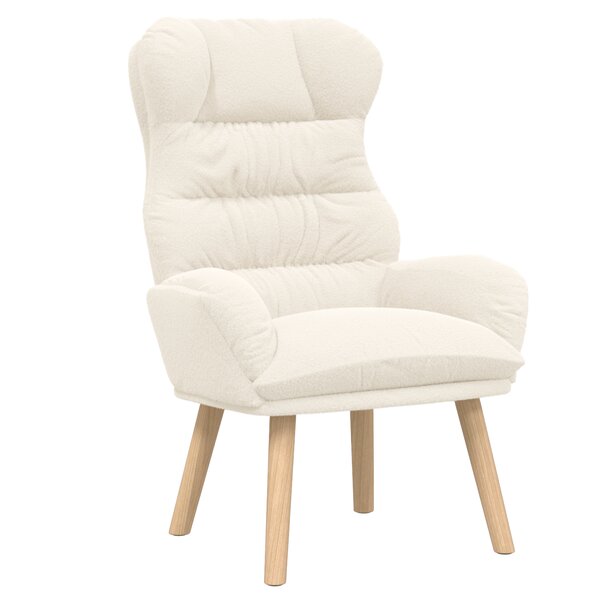 Chaise relaxante vidaXL en tissu crème ressemblant à de la laine bouclée
