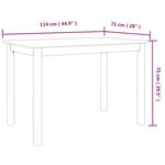 vidaXL Table de salle à manger Noir 114x71x75 cm Bois d'hévéa massif