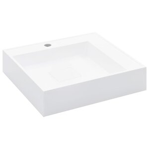 vidaXL Lavabo 50x50x12 3 cm Fonte minérale/marbre Blanc