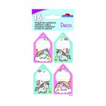 16 étiquettes adhésives scolaires - Rectangle - Licorne - Paillettes
