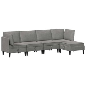 vidaXL Ensemble de meubles pour le salon 5 Pièces Gris clair Velours