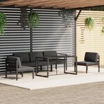 vidaXL Salon de jardin 6 Pièces avec coussins Aluminium Anthracite