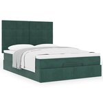 vidaXL Cadre de lit ottoman avec matelas vert foncé 140x200 cm velours
