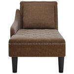 vidaXL Fauteuil long avec coussin et accoudoir droit marron similicuir