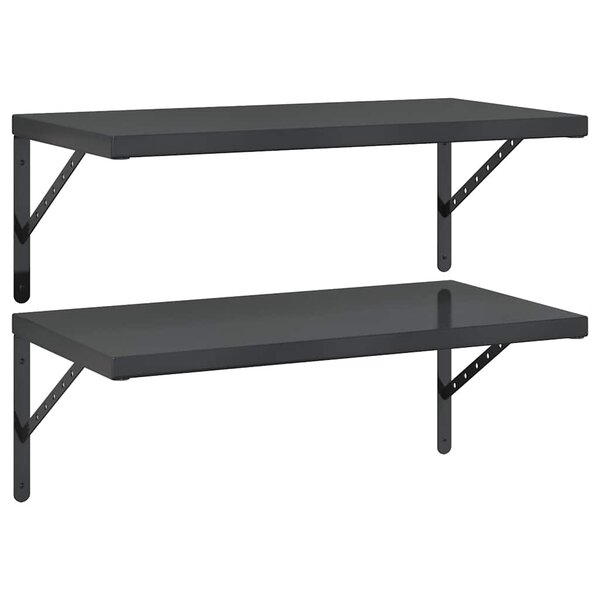 vidaXL Étagères murales 2 Pièces 75x40 cm noir acier inoxydable