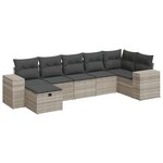 vidaXL Salon de jardin avec coussins 7 Pièces gris clair résine tressée