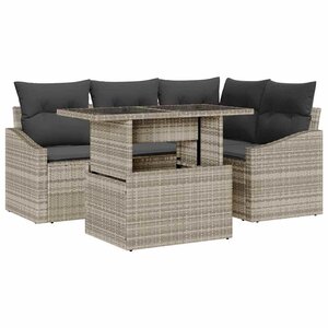 vidaXL Ensemble de canapé de jardin 5 Pièces Gris clair et gris foncé