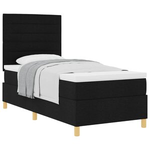 vidaXL Lit à ressorts avec matelas Noir 90 x 200 cm tissu
