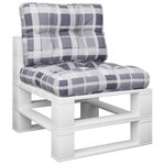 vidaXL Coussins de palette lot de 2 motif à carreaux gris tissu