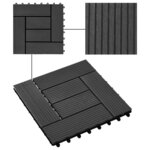 vidaXL Carreaux de terrasse 22 Pièces 30 x 30 cm 2 m² WPC Noir