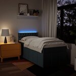 vidaXL Sommier à lattes de lit avec matelas Bleu 90x200 cm Tissu