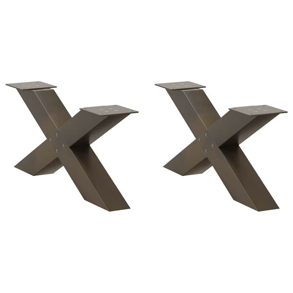 vidaXL Pieds de table basse en forme de X  2 pièces  acier naturel  70 x (30-31) cm