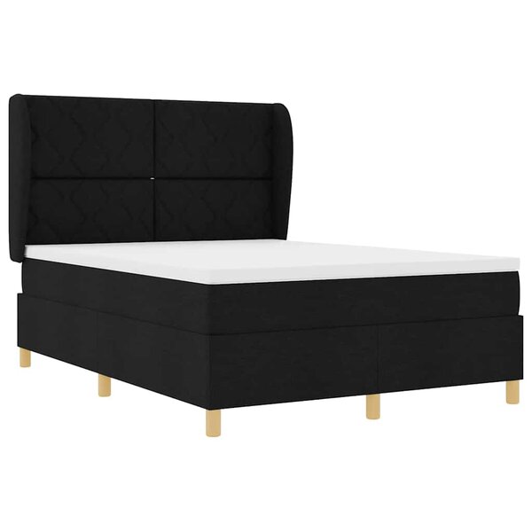 vidaXL Lit à ressorts avec matelas gris foncé 90x190 cm Noir