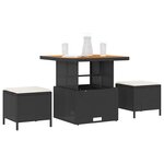 vidaXL Ensemble de salle à manger pour jardin Noir polyrotin