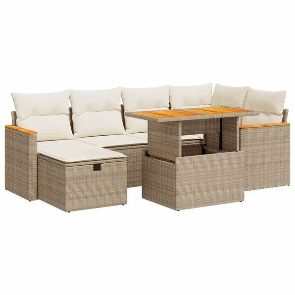 vidaXL Salon de jardin avec coussins 8 Pièces beige résine tressée