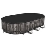 Piscine hors-sol tubulaire bestway power steel oval imitation bois 610x366x122 cm épurateur a cartouche de 5 678 l/h