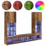 vidaXL Unités murales TV avec LED 5 Pièces Bois ancien Bois d'ingénierie