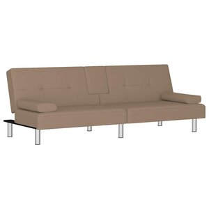 vidaXL Canapé-lit avec porte-gobelets cappuccino similicuir
