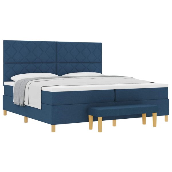 vidaXL Lit à ressorts avec matelas Bleu 200 x 200 cm tissu
