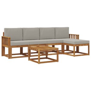 vidaXL Ensemble de canapés d'extérieur 6 Pièces Gris Naturel et Clair