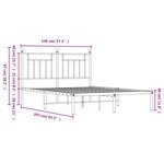 vidaXL Cadre de lit métal sans matelas avec tête de lit noir 140x200cm