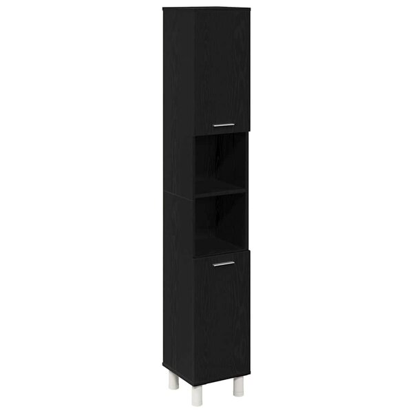 vidaXL Cabinet de salle de bain avec porte Chêne noir 30 x 30 x 179 cm
