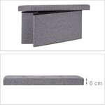 Tabouret banquette pouf de rangement pliant coffre repose-pieds 76 cm lin gris 13_0002337_3