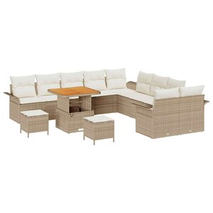 vidaXL Ensemble de canapé de jardin 13 Pièces Beige polyrotin