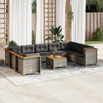vidaXL Salon de jardin avec coussins 10 Pièces gris résine tressée