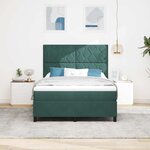 vidaXL Lit à ressort LED avec matelas Vert foncé 140 x 200 cm tissu