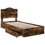vidaXL Lit de Rangement Chêne fumé 90 x 200 cm Bois d'ingénierie